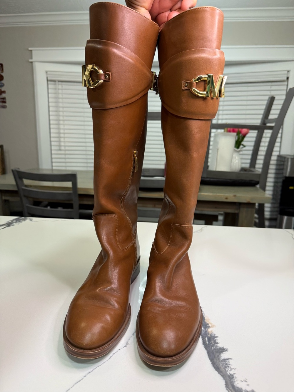 Michael Kors Women's Izzy Tall Riding Boots Color Luggage Size 9 - Picture 3 of 7